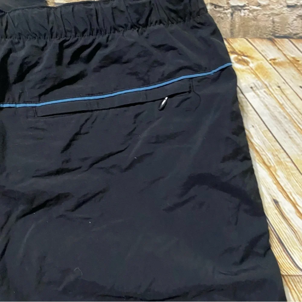 Columbia Black Nylon Belted Brief Lined Outdoor Swim Short